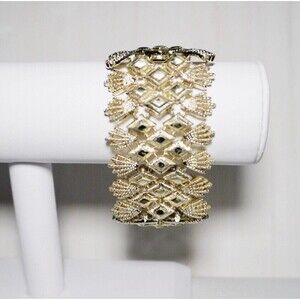 Coro Pegasus Vintage Textured Wide Link Silver Tone Bracelet Signed